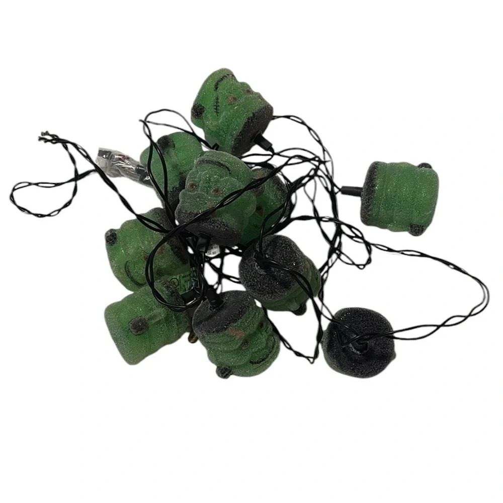 Frankenstein Blow Mold String Lights Halloween Pumpkin Hollow TESTED 1996 VTG